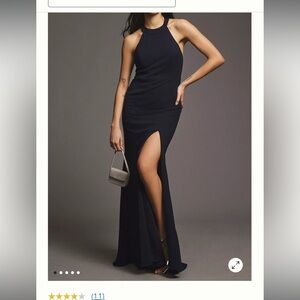 Navy open back bridesmaid dress